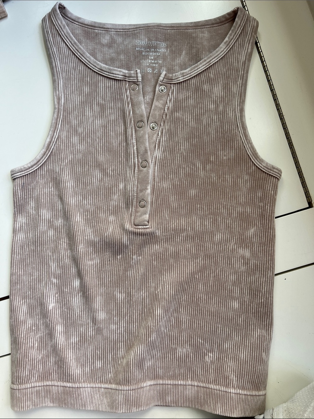 Zenana Outfitters Ribbed Henley Tank Top - Taupe